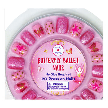 Pink Poppy Butterfly Ballet Press On Nails