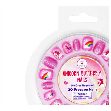 Pink Poppy Unicorn Butterfly Press On Nails