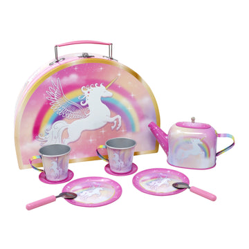Pink Poppy Unicorn Dreamer 9 Piece Tin Tea Set in Carry Case