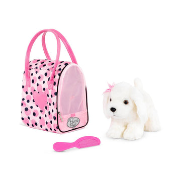 Pucci Pup Pink Polka Dot Print Bag w/Maltese Pup