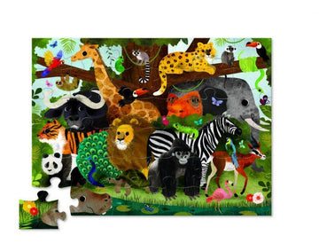 Crocodile Creek SHaped Box Puzzle Jungle Friends 36pc - The Toy Wagon