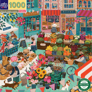 eeBoo 1000pc Puzzle English Green Market Sq