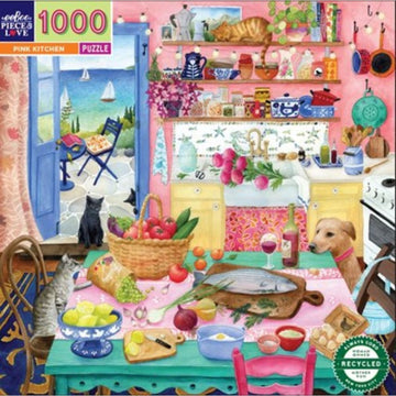 eeBoo 1000pc Puzzle Pink Kitchen Sq