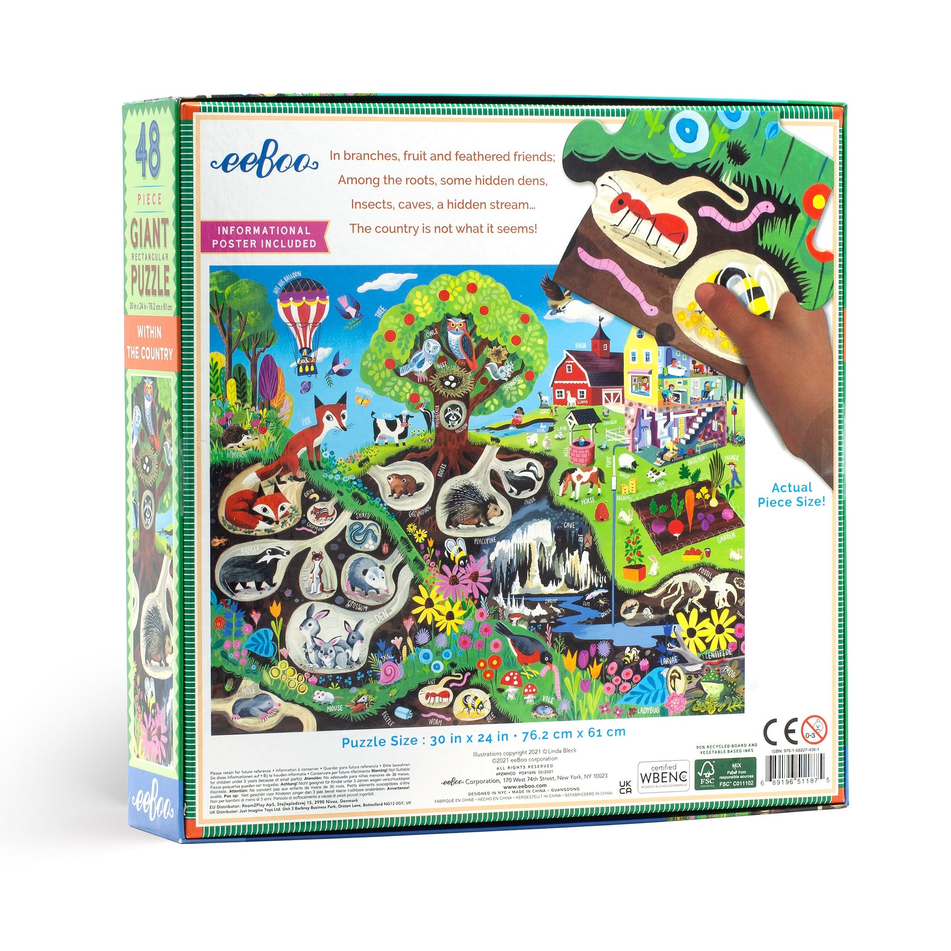 eeBoo 48pc Giant Puzzle Within the Country The Toy wagon