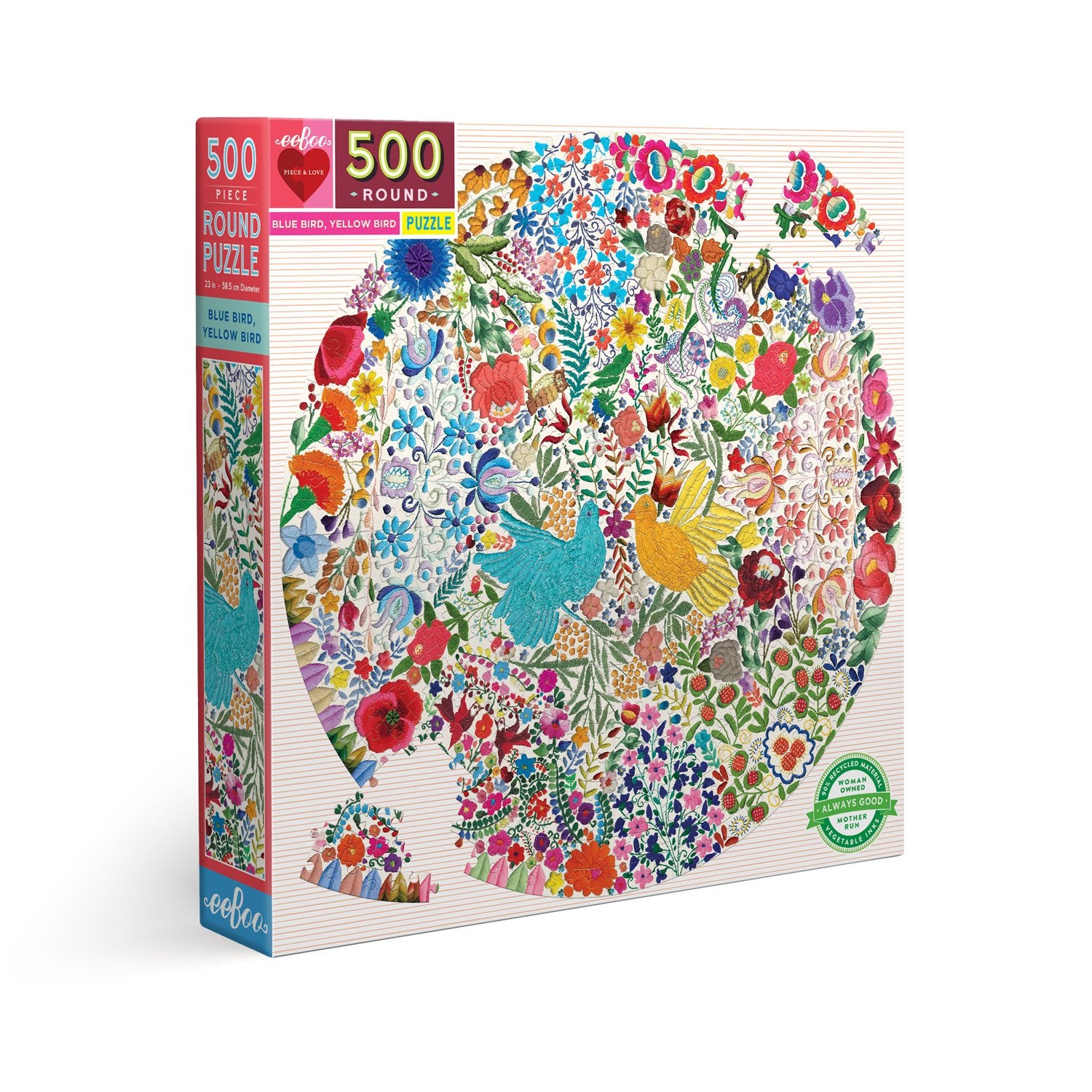 eeBoo 500pc Puzzle Blue Bird Yellow Bird Rd The Toy Wagon