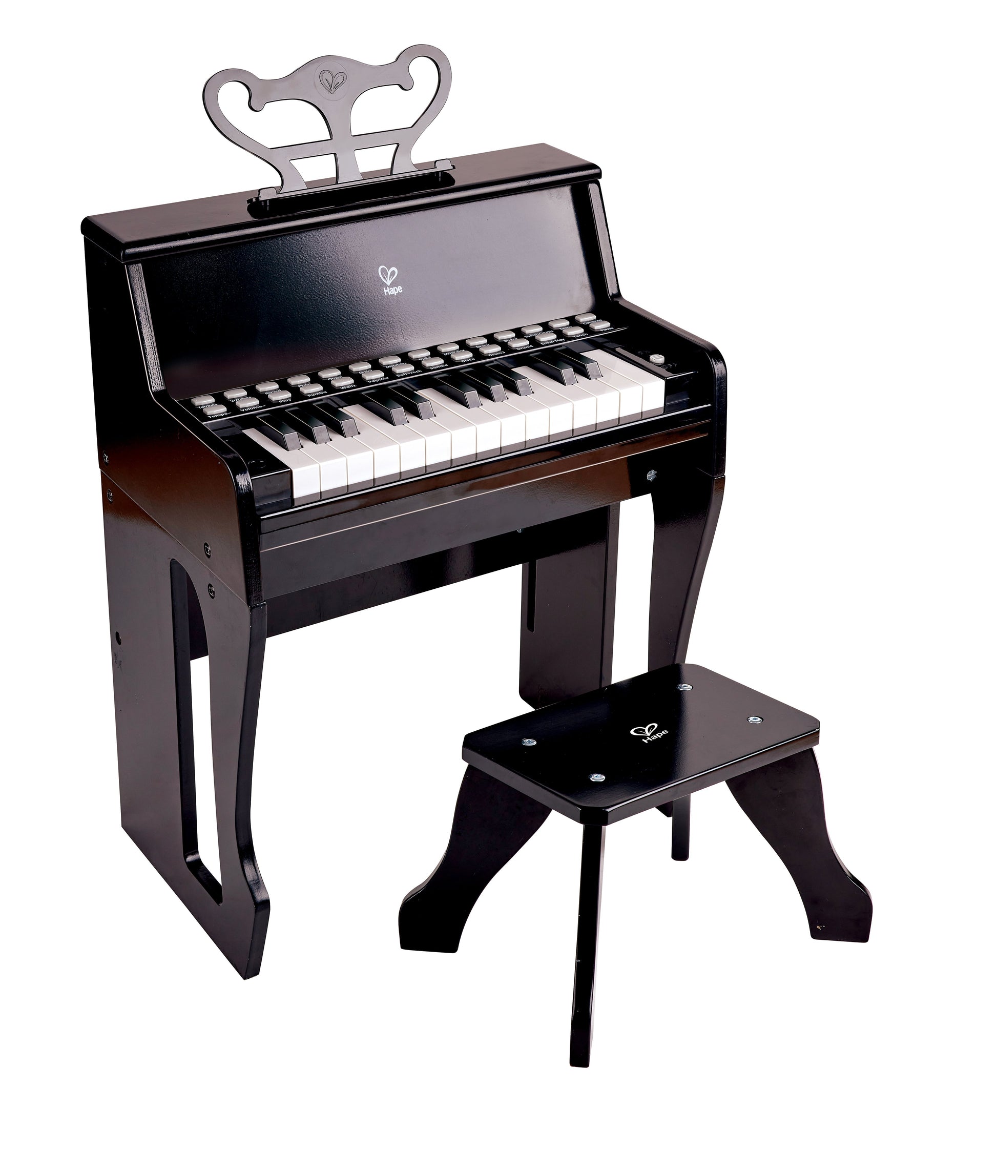 Hape Learn with Lights Black Piano with Stool
