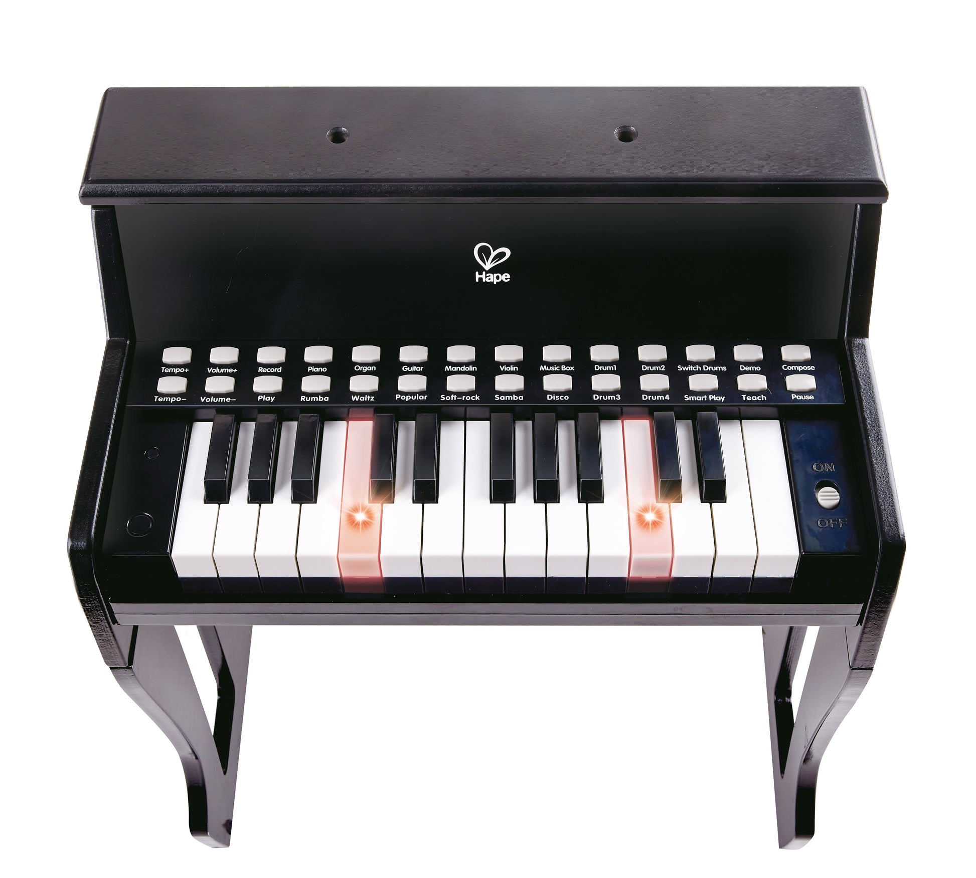 Hape Learn with Lights Black Piano with Stool