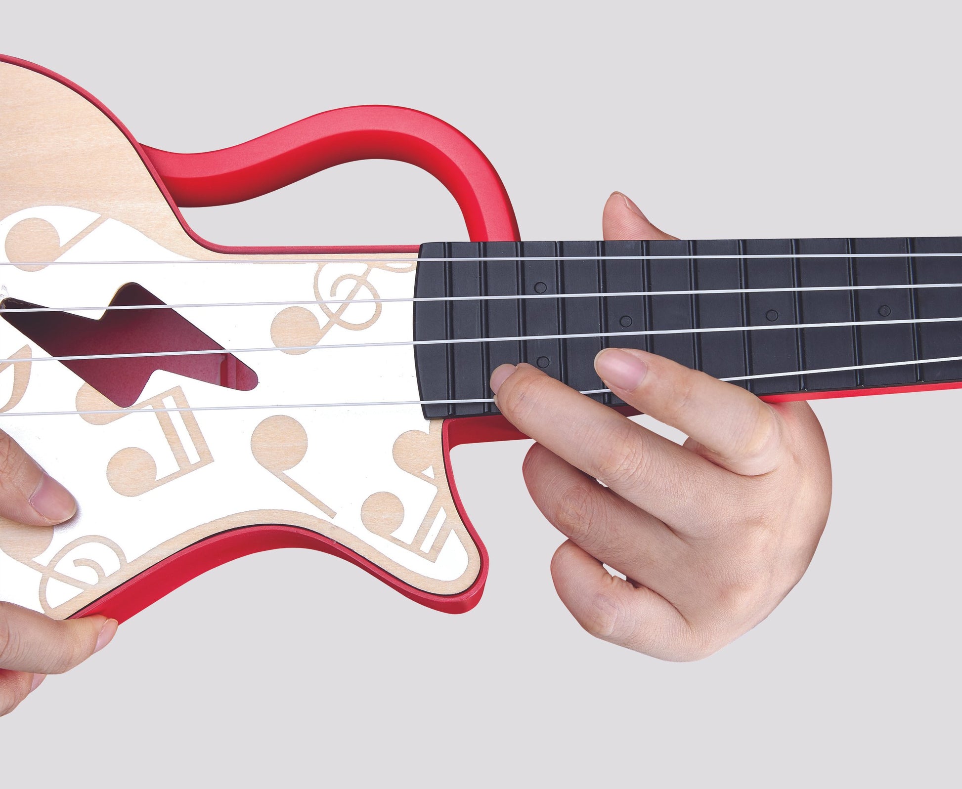 Hape Learn with Lights Ukulele-Red The Toy Wagon