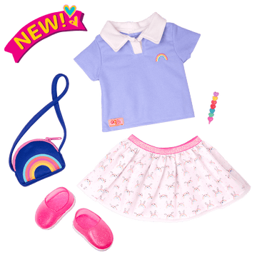 Our Generation Regular Outfit Rainbow Print Shirt School The Toy Wagon