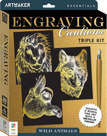 Art Maker Essentials Engraving Art 3-Pack Wild Animals