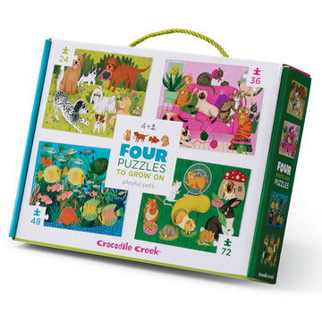 Crocodile Creek Four Puzzles, 24pc, 36pc, 48pc & 72pc Playful Pets