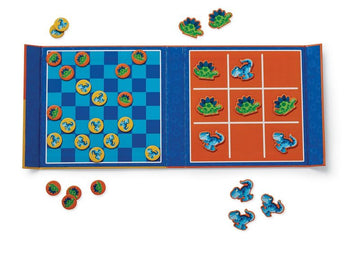Crocodile Creek Magnetic Games - Tic Tac Toe & Checkers - Dino