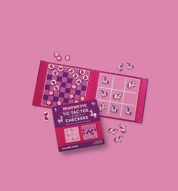 Crocodile Creek Magnetic Games - Tic Tac Toe & Checkers  - Unicorn