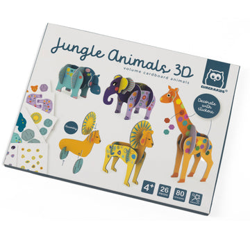 Eurekakids 3D Cardboard Building Sheets Jungle Animals