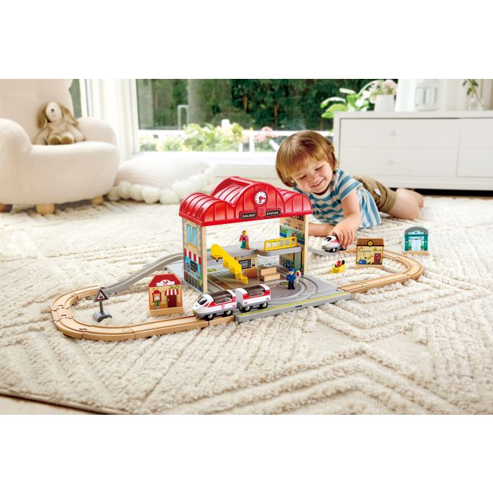 Hape Portable Train Station Set