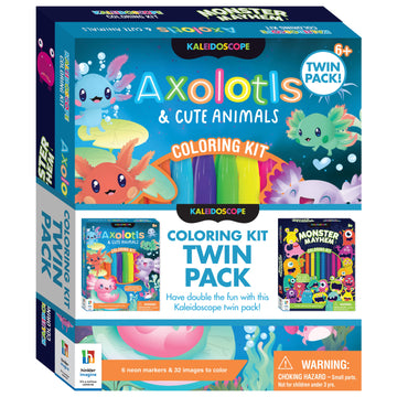 Kaleidoscope colouring Kit Twin Pack Axolotls & Monsters
