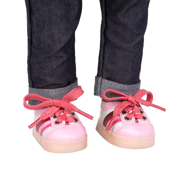 Our Generation  Accessory - Light Up Pink & White Sneakers