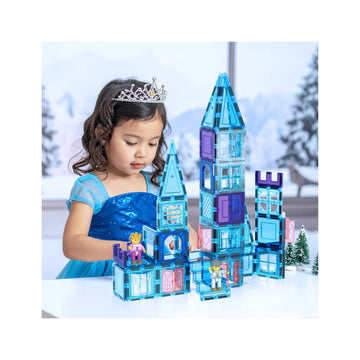 Picasso Tiles - Magentic Building Tiles - Ice Winter Theme with 2 Characters 72 pc