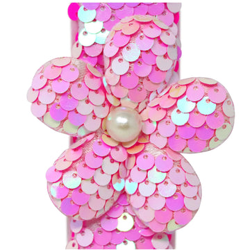 Pink Poppy Flower Sequin Slap Bracelet