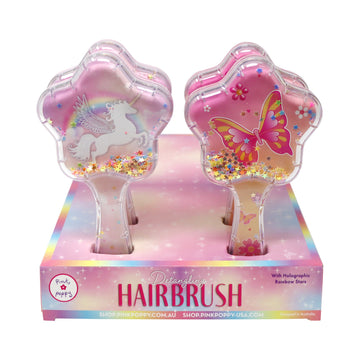 Pink Poppy Unicorn & Vibrant Vacation Holographic Glitter Hairbrush