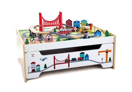Hape Play Essentials 75pc Railway Storage Table