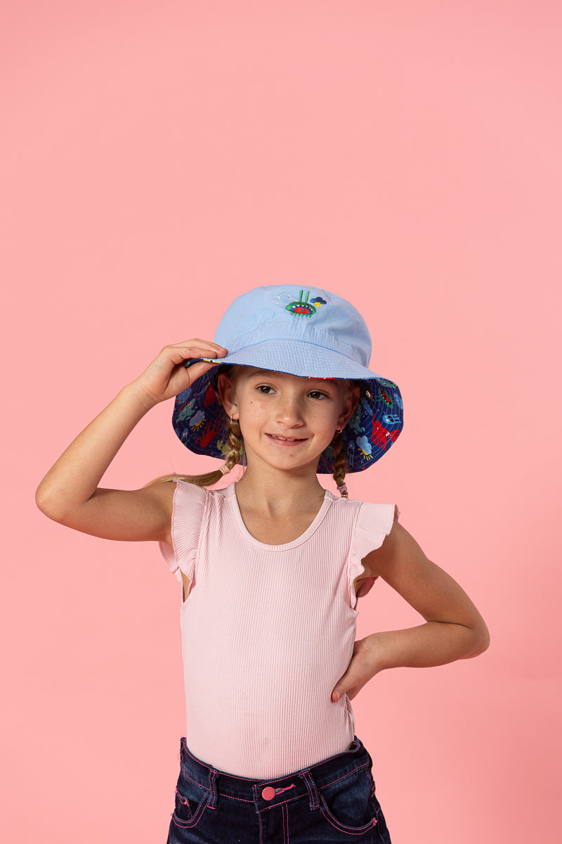 Spencil Reversible Sun Hat - Little Monsters S/M