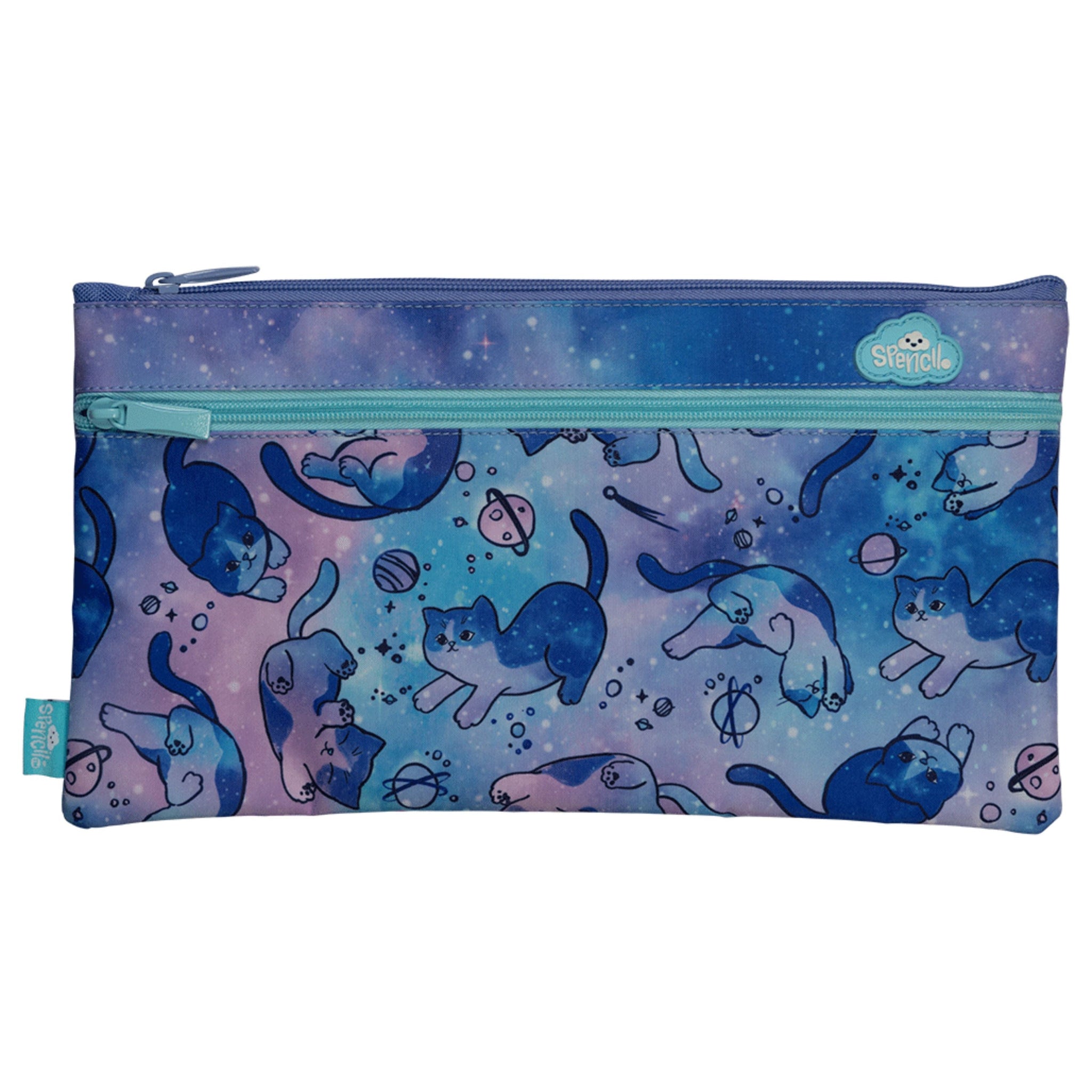 Spencil Twin Zip Pencil Case - Cat-a-cosmic