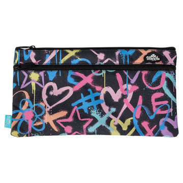 Spencil Twin Zip Pencil Case - Hearts and Crosses
