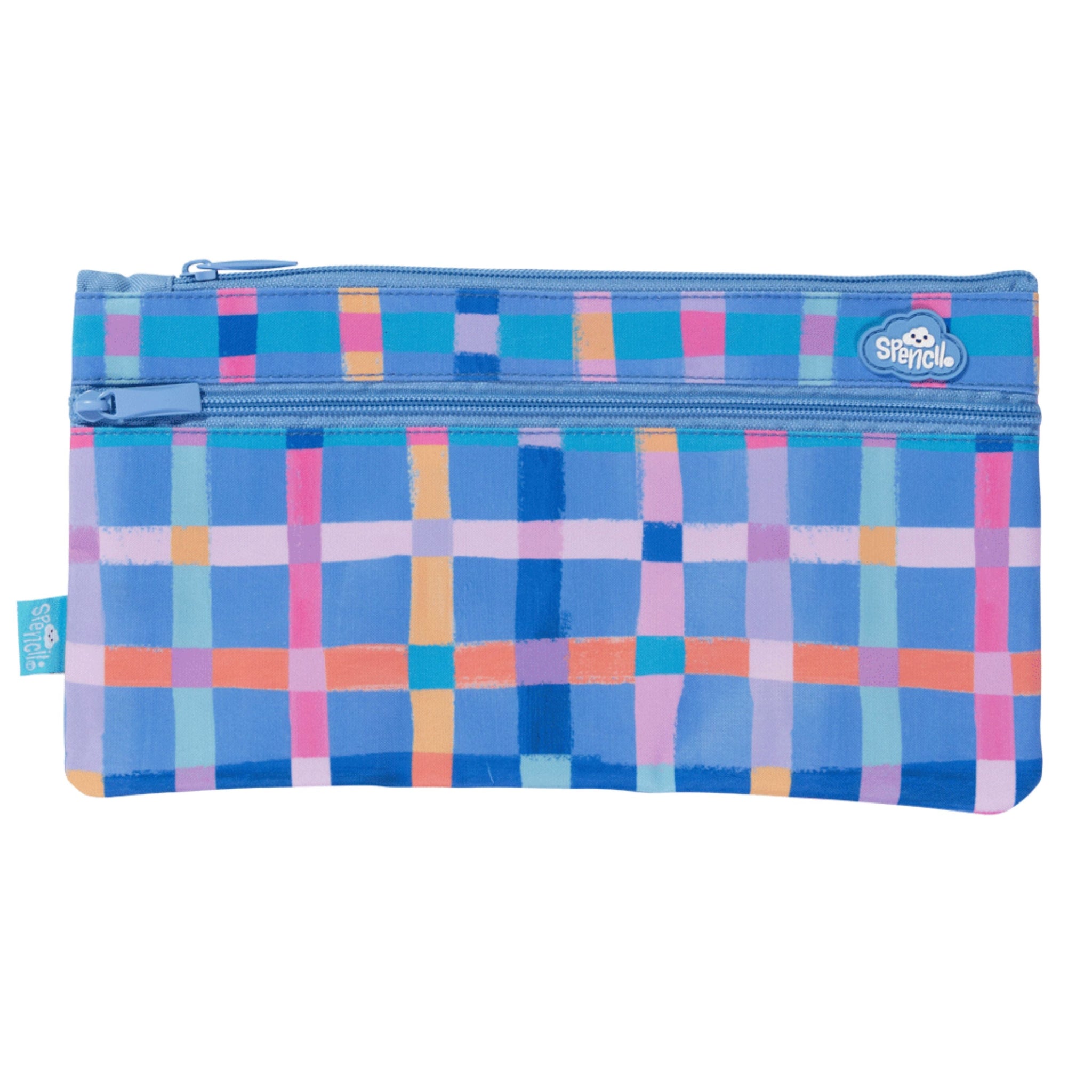 Spencil Twin Zip Pencil Case - Pastel Plaid