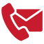 Red phone and envelope icon with white background