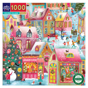 eeBoo 1000pc Puzzle Holiday Village Sq