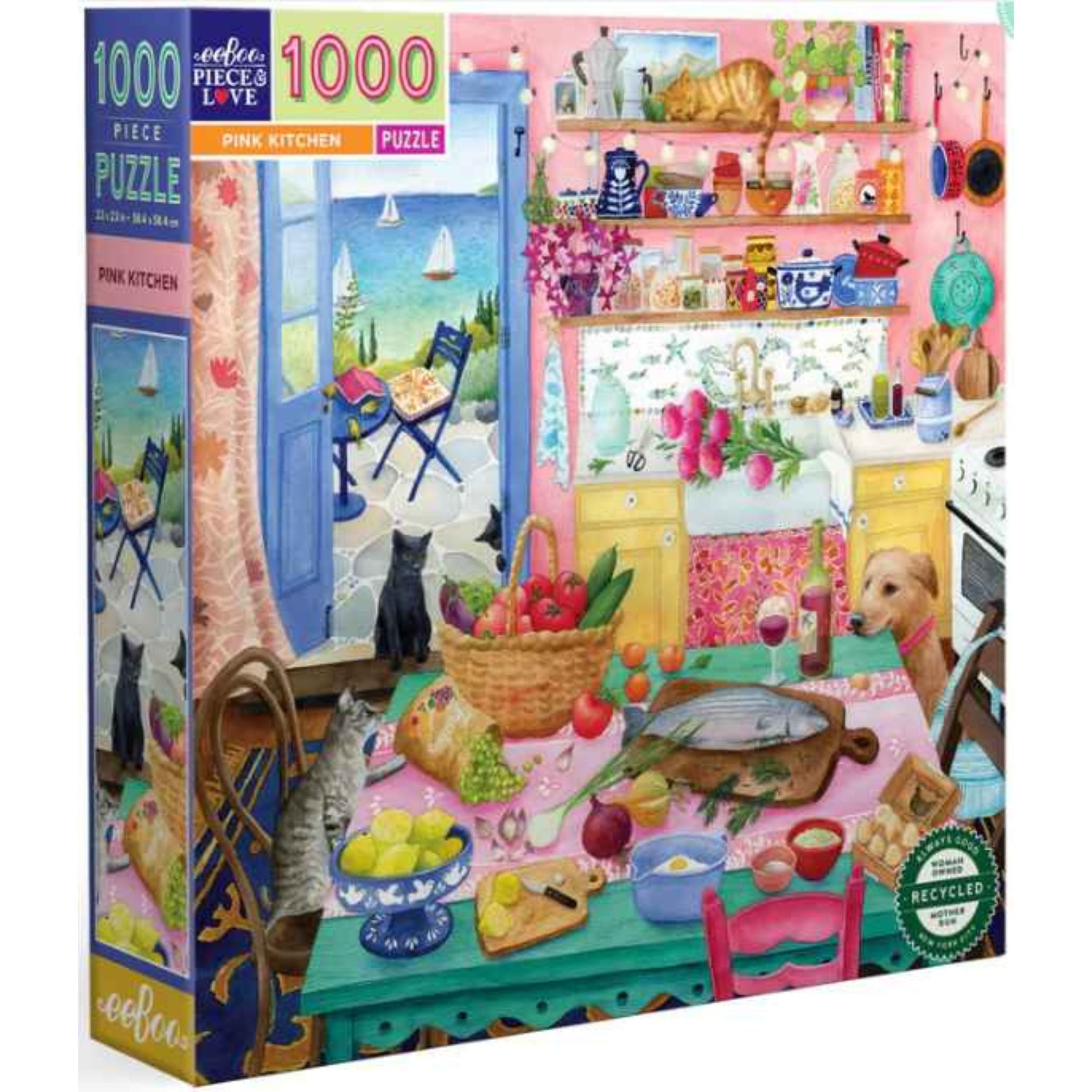 eeBoo 1000pc Puzzle Pink Kitchen Sq
