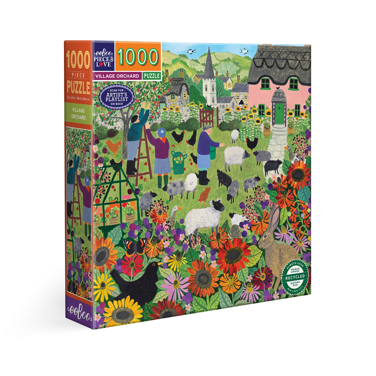 eeBoo 1000pc Puzzle Village Orchard Square