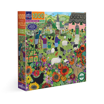 eeBoo 1000pc Puzzle Village Orchard Square