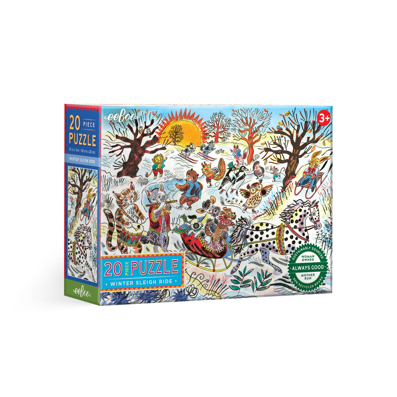 eeBoo 20pc Puzzle Winter Sleigh Ride
