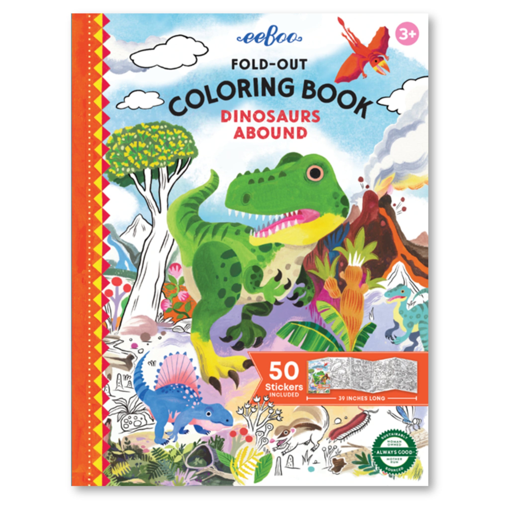 eeBoo Fold-Out Coloring Book - Dinosaurs Abound