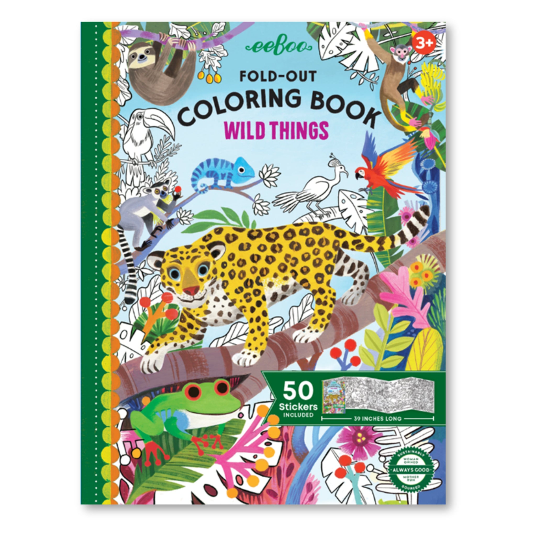 eeBoo Fold-Out Coloring Book - Wild Things