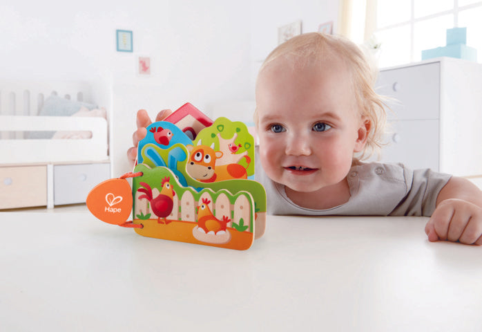 Hape Babys Farm Animal Book perfect for little hands, baby and new borns The Toy Wagon