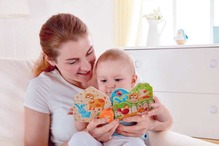 Hape Babys Farm Animal Book perfect for little hands, baby and new borns The Toy Wagon