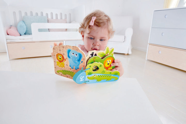 Hape Babys Wild Animal Book perfect for little hands, baby and new borns The Toy Wagon