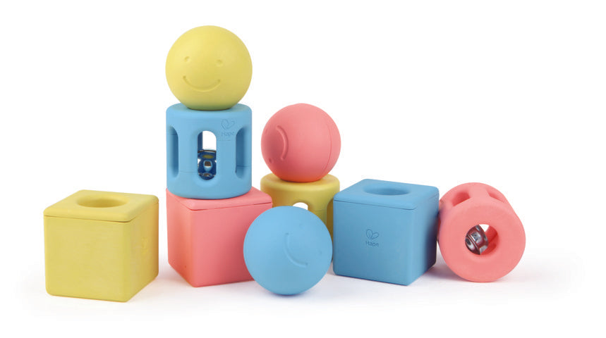 Hape Geometric Rattle Trio perfect for little hands, baby and new borns The Toy Wagon