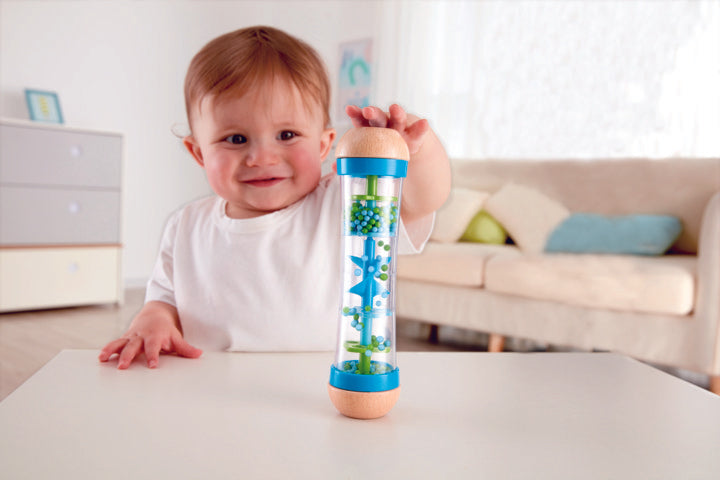 Hape Beaded Raindrops - Blue, a first musical instruments for babies, perfect for making music The Toy Wagon
