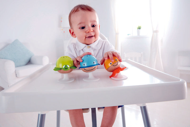 Hape Stay-put Rattle Set, a first musical instruments for babies, perfect for making music The Toy Wagon