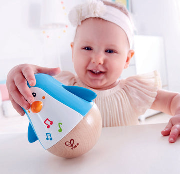 Hape Penguin Musical Wobbler, a first musical instruments for babies, perfect for making music The Toy Wagon