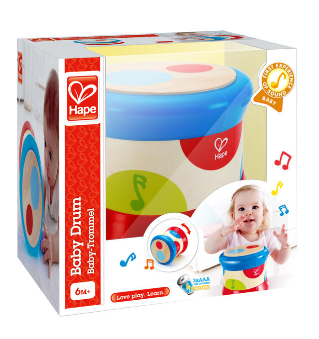 Hape Baby Drum, a first musical instruments for babies, perfect for making music The Toy Wagon