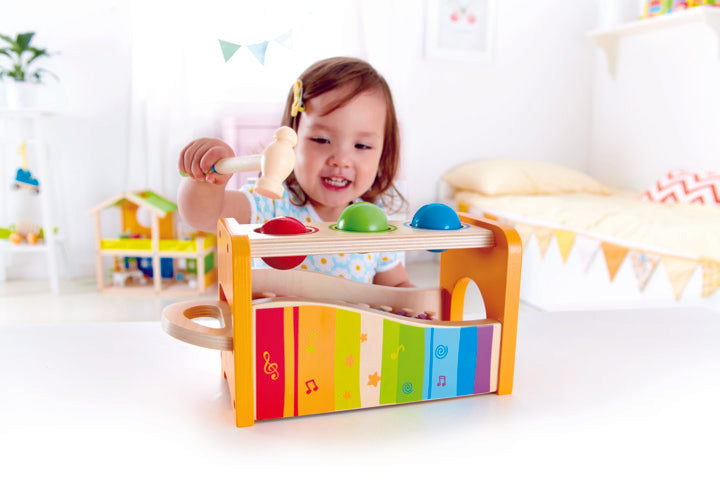 Hape Pound and Tap Bench, a first musical instruments for babies, perfect for making music The Toy Wagon
