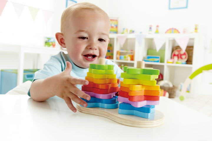 Hape Double Rainbow Stacker is a fun stacking toy for kids hand eye co-ordination The Toy Wagon