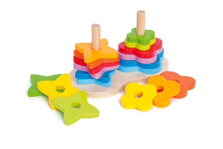 Hape Double Rainbow Stacker is a fun stacking toy for kids hand eye co-ordination The Toy Wagon