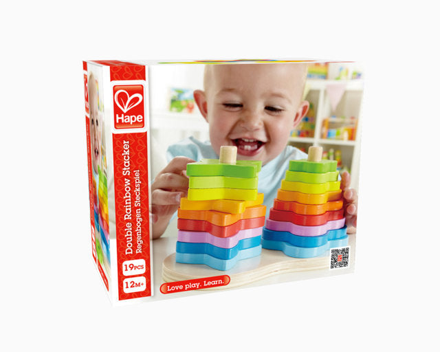 Hape Double Rainbow Stacker is a fun stacking toy for kids hand eye co-ordination The Toy Wagon