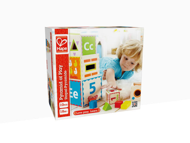 Hape Pyramid of Play with sHape and colours and able to build towers The Toy Wagon